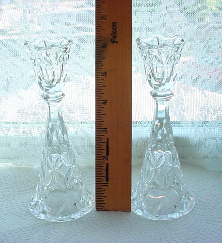 Fancy clear glass - glass, candlesticks